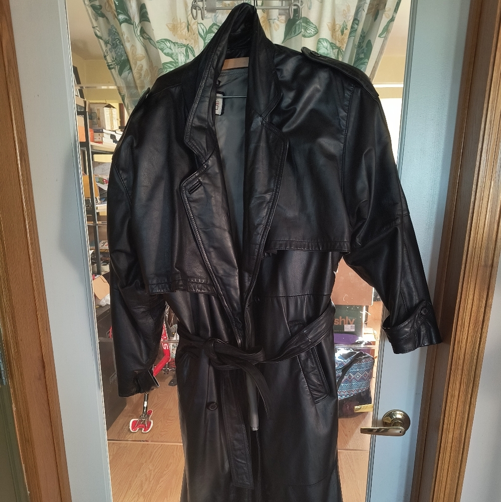 Full Length Leather Jacket, Large - image 1